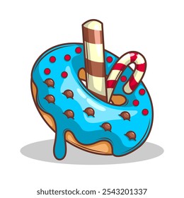 Deliciosa ilustración de dibujo a mano de Vector de dona