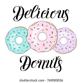Delicious Donut vector illustration isolated on background. Donut icon in a flat style. Perfect for logo, background, card, poster. Template for design.