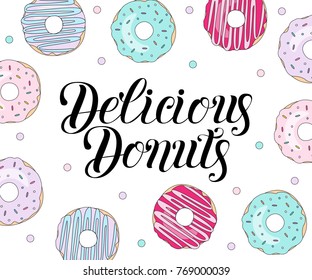 Delicious Donut vector illustration isolated on background. Donut icon in a flat style. Perfect for logo, background, card, poster. Template for design.

