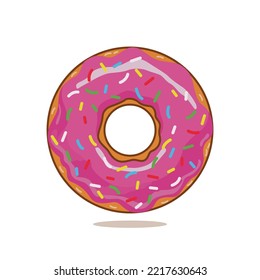 Delicious donut vector. Pink donut 3D vector illustration