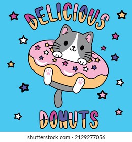 DELICIOUS DONUTS HAPPY KITTY VECTOR