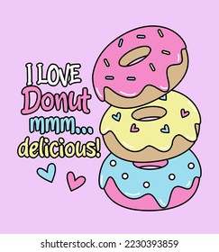 DELICIOUS DONUTS ILLUSTRATION AND TEXT