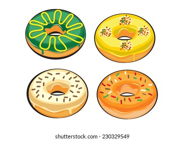 delicious donuts isolated. doodle style