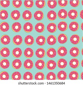 Delicious Donuts on Blue Background. Flat Design.