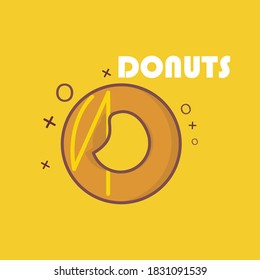 delicious donuts on a yellow background. perfect for the menu, posters etc.