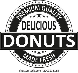 Deliciosos Donuts Sirvieron Aquí El Sello. Firma. Sello. Ilustración del vector de logotipo