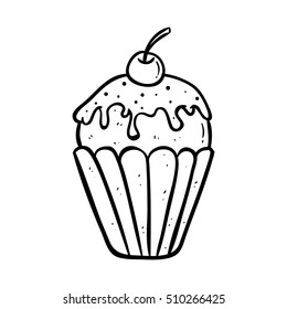 delicious doodle cupcake with outline