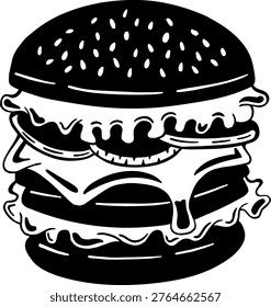 Delicious Double Beef and Cheese burger Solid Style