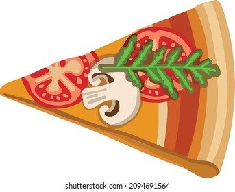 Delicious drawn slice of pizza with cheese 