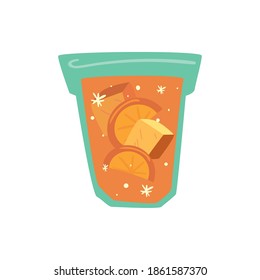 delicious drink orange with ice in glass, on white background vector illustration design