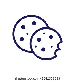Delicious duo Cookies with bites. Icon symbol illustration