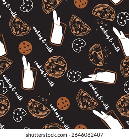 Delicious Duo Yummy Cookie and Milk Bliss Pattern. This seamless design is ideal for use in digital and print media, including textiles, wallpapers, and stationery.
