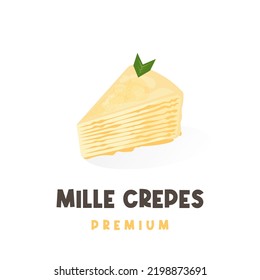 Delicious durian flavored mille crepes vector illustration logo