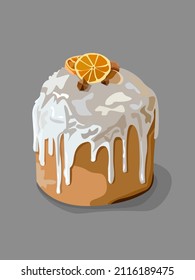 Delicious Easter cake with white icing, chocolate and orange.