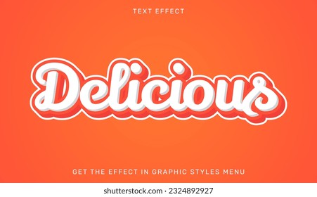 Delicious editable text effect in 3d style. Text emblem for advertising, branding and business logo