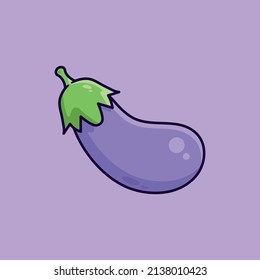 Delicious eggplant drawing vector art on a light-purple background.