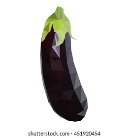 Delicious eggplant vegetable polygonal geometric vector illustration, isolated on white background