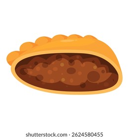 Deliciosa empanada revelando recheio salgado, isolado em fundo branco