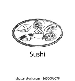 delicious and famous food of Japan food in outline design icon,vector illustration