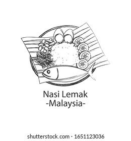 delicious and famous food of Malaysia food in outline design icon,vector illustration