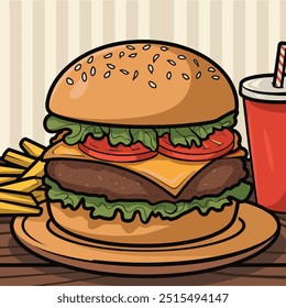  Delicious fast food Burger vector