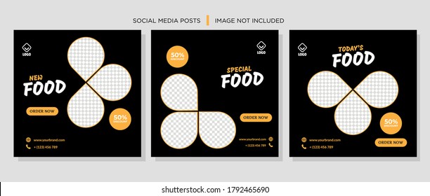 Delicious fast food chicken fry or vegetable on bowl social media story post restaurant breakfast sale banner template design with black, orange and black background