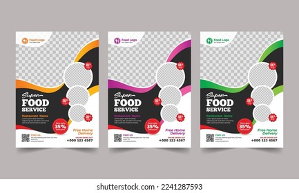 Delicious fast food, cooking, cafe and modern restaurant flyer template design