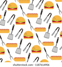 delicious fast food and cutleries pattern