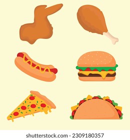 Delicious Fast Food Junk Food Icon Set