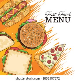 delicious fast food menu pattern vector illustration design