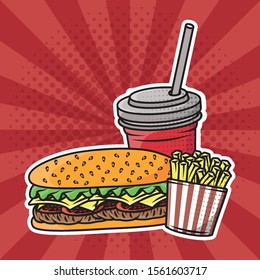 delicious fast food pop art style vector illustration design