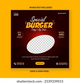 Delicious Fast Food Post Design for Burger and Pizza Restaurant Business – Eye-Catching Social Media Template for Restaurants, Cafes, and Fast Food Chains