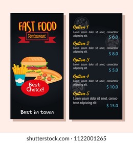 delicious fast food restaurant menu card