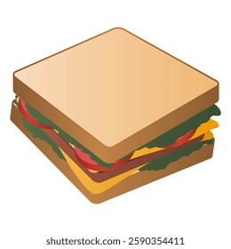 Delicious Fast Food Sandwich Vector. Lunch Sandwich Element. Sandwich Icon.