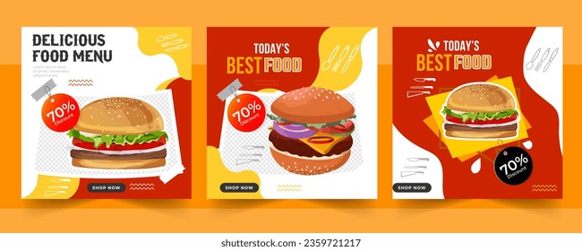 
delicious fast Food social media promotion and banner post design template. food menu restaurant Social Media Post design.