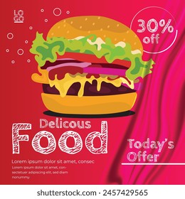 Delicious Fast food social media post template
