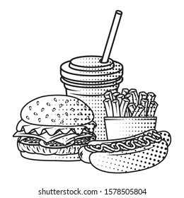 delicious fast food with soda and french fries vector illustration design