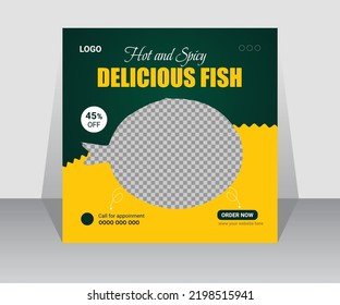 Delicious Fish Food Social Media And Web Banner Template Design