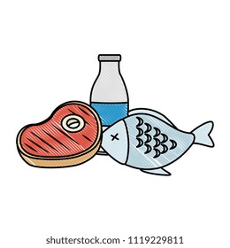 delicious fish meat with steak and milk