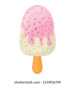 
Delicious fluffy two flavoured ice cream on a stick with appealing flavour representing cotton candy ice cream 
