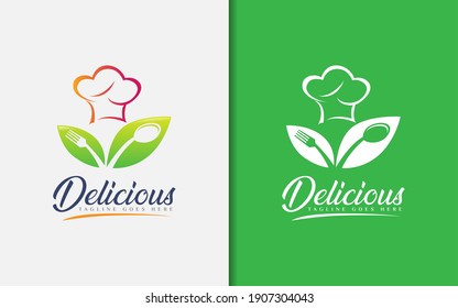 Delicious Food Abstract Logo Design. Graphic Design Element.