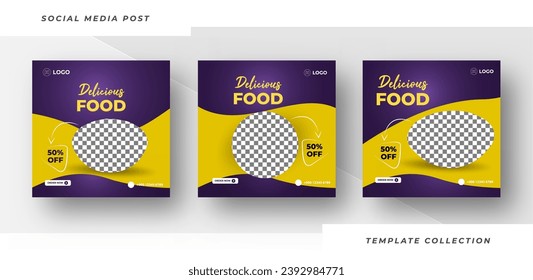 Delicious Food banner social media post template design. Suitable for Social Media Post Restaurant menu banner social media post.