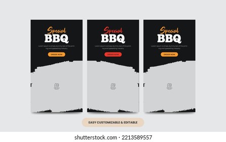 Delicious food barbeque social media story template bbq social media stories 