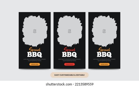 Delicious food barbeque social media story template bbq social media stories 