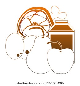 Delicious food cartoon orange lines