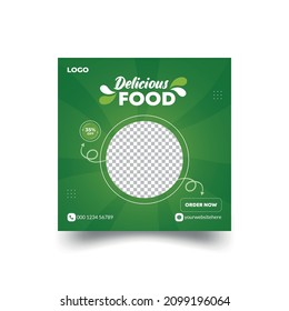 Delicious food clean social media banner template.