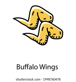 Delicious food, editable doodle style icon of buffalo wings 