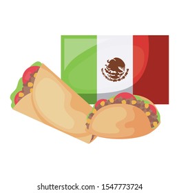 delicious food with flag mexican isolated icon vector illustration design