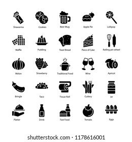 Delicious Food Glyph Icons Set 