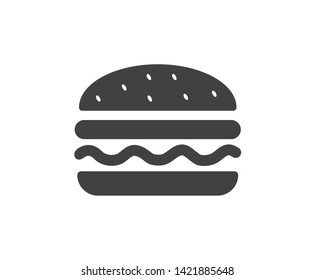 Delicious food hamburger black icon vector - Cheese  Burger fast food icon